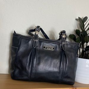 Black Leather Coach Tote